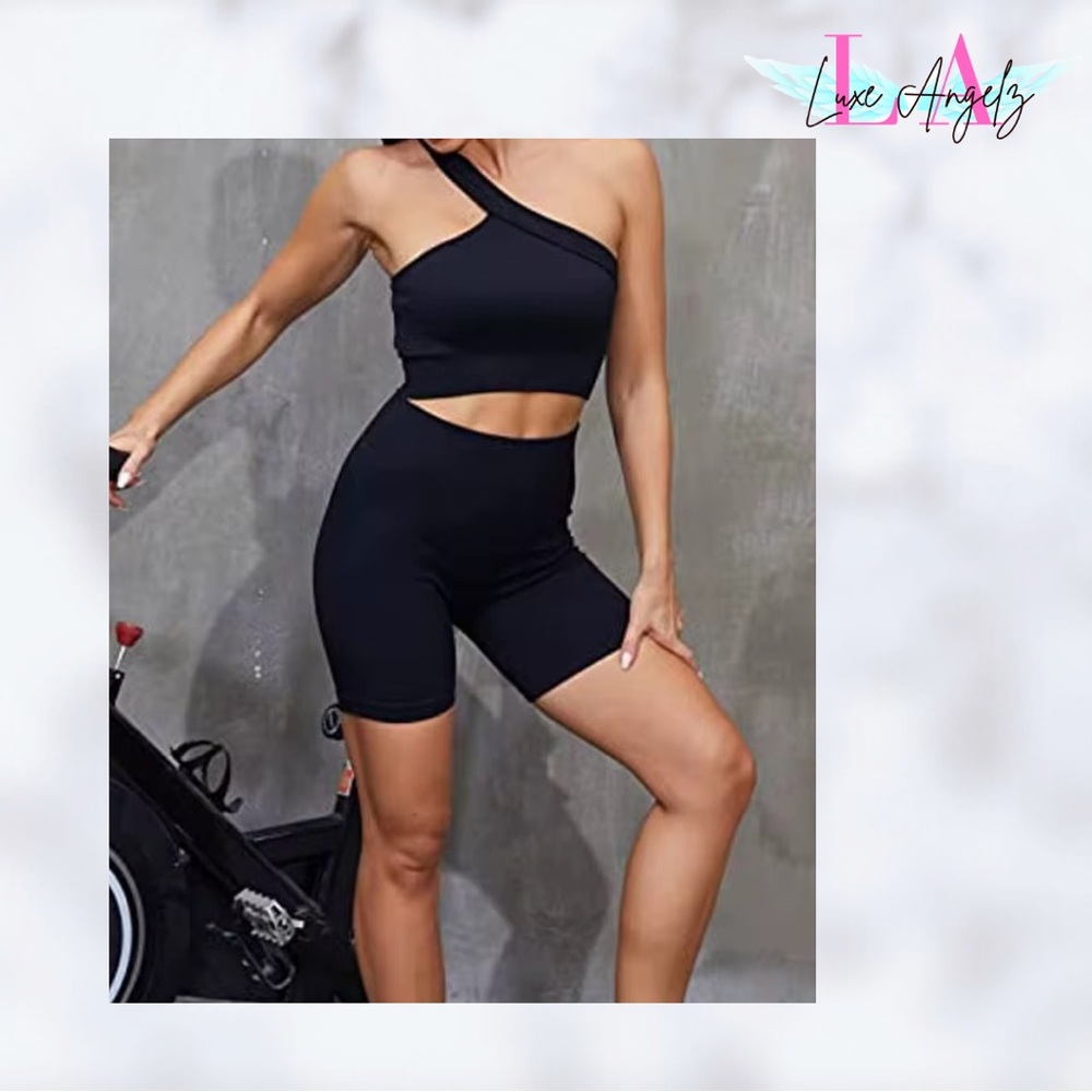 Black Bike Shorts Set